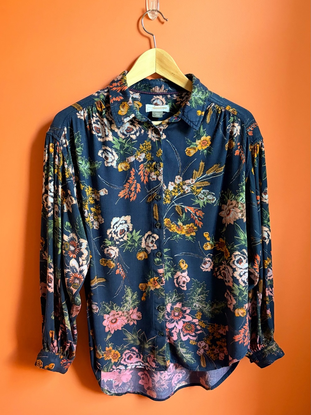 Boho Cottage Shabby Chic Oversized Anthropologie High Low Button Down Shirt